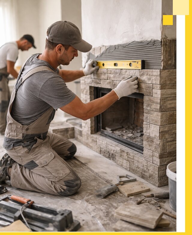 Облицовка каминов в Шумерле, монтаж и отделка натуральным камнем