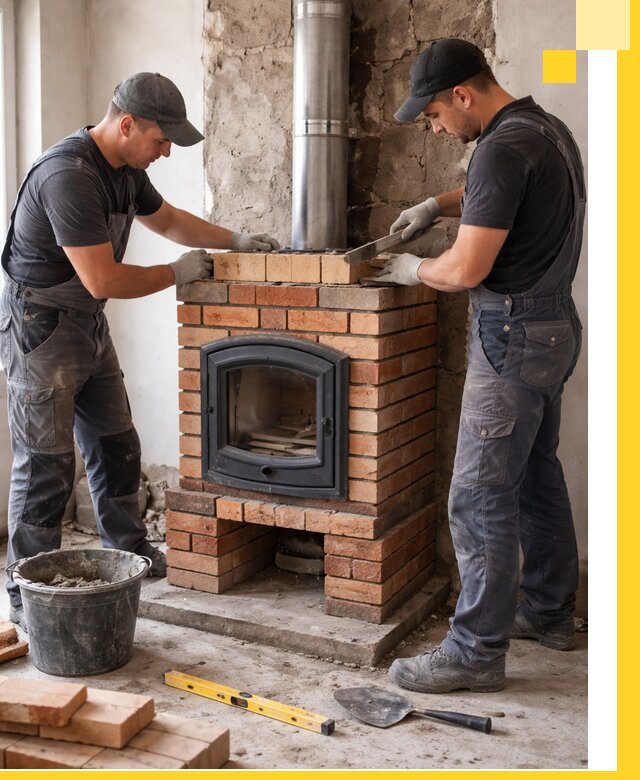 Монтаж печи камина под ключ в Шумерле с гарантией и пусконаладкой