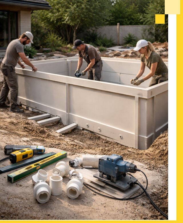 Установка полипропиленовых бассейнов под ключ в Шумерле