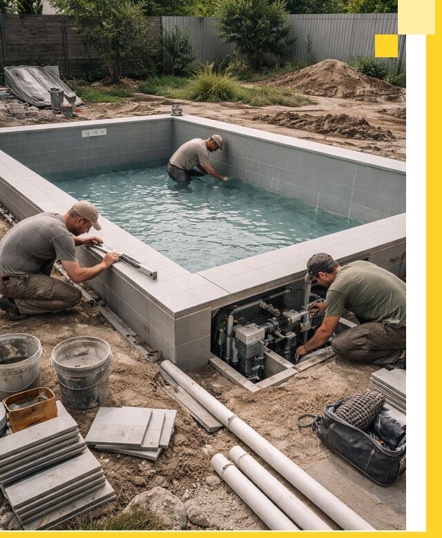 Строительство и монтаж бассейнов для дачи под ключ в Шумерле