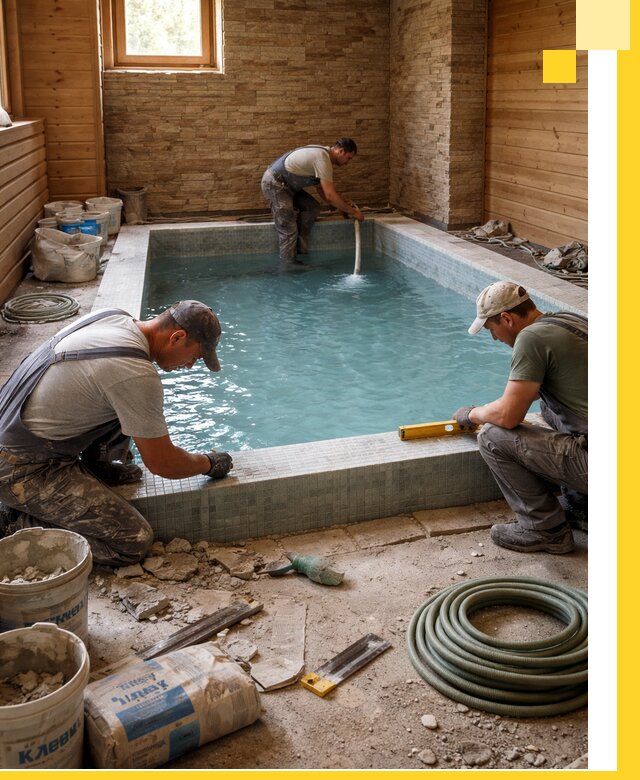 Проектирование и строительство бассейнов для бани в Шумерле