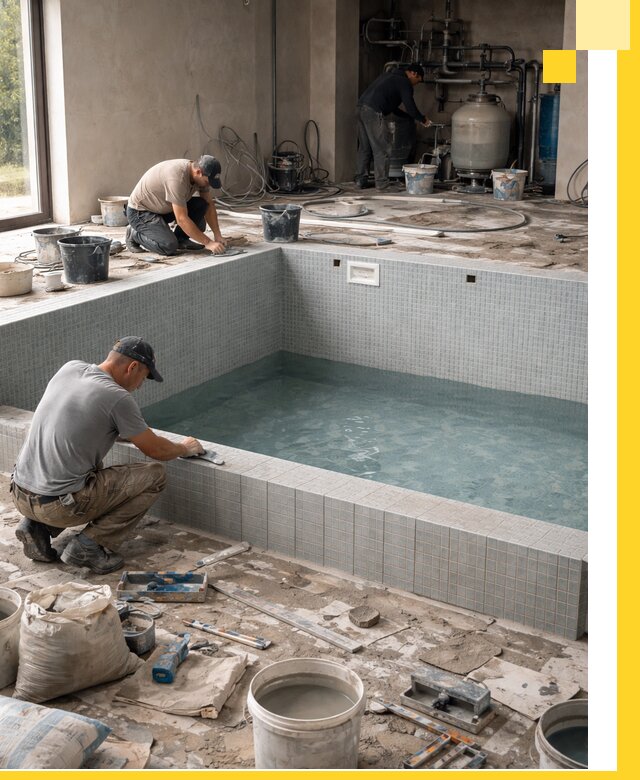 Строительство и монтаж бассейнов в помещении в Шумерле