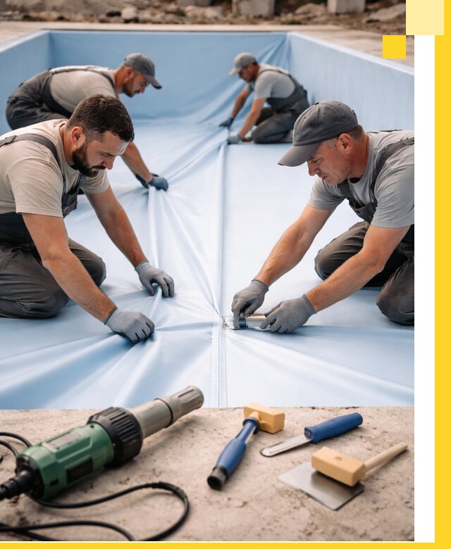 ПВХ пленка для бассейнов с монтажом и гарантией в Шумерле