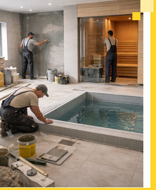 Проектирование и строительство сауны с бассейном в Шумерле