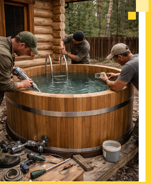 Строительство бань с купелью под ключ и отделкой в Шумерле