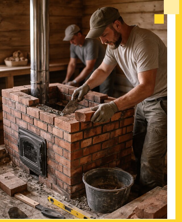 Кирпичные печи для бани под ключ в Шумерле, проект и монтаж