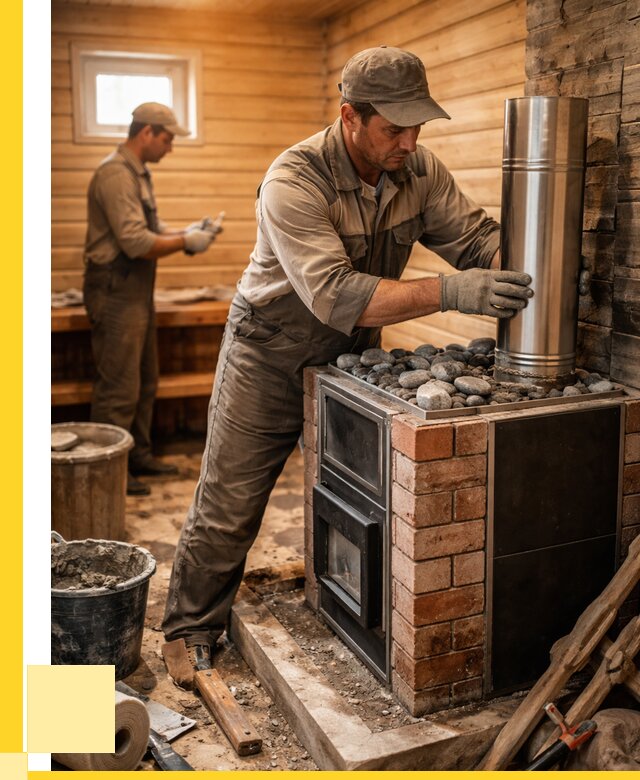 Монтаж печи в бане под ключ в Шумерле от 21726 р. | ЭриданШмр