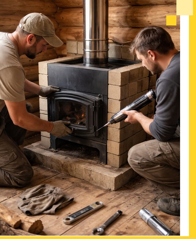 Монтаж и установка печи в бане под ключ с гарантией в Шумерле