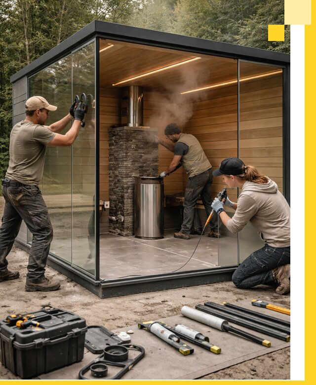 Проектирование и строительство стеклянных бань в Шумерле