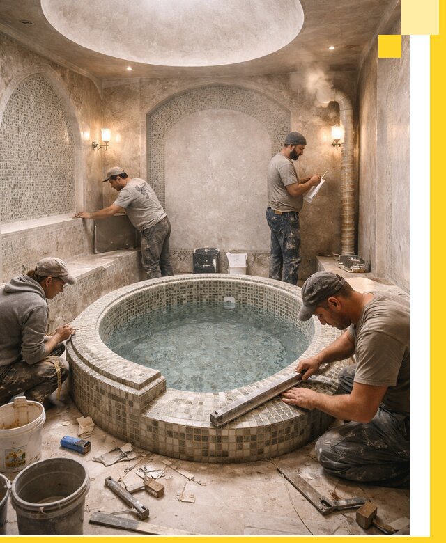 Профессиональное строительство хамама с бассейном в Шумерле под ключ