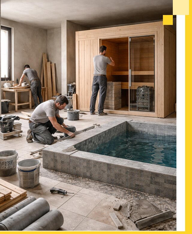 SPA зоны под ключ с бассейном сауной и печью в Шумерле